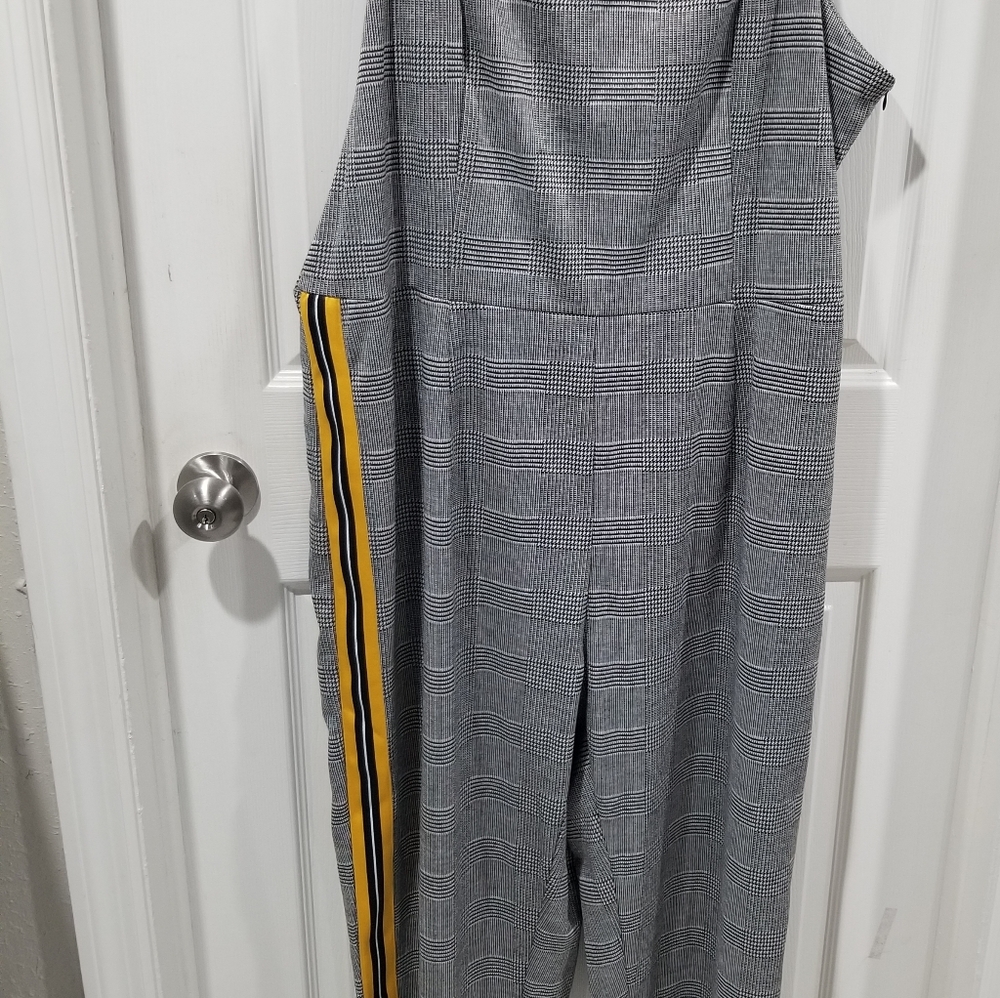 Plaid striped jumpsuit